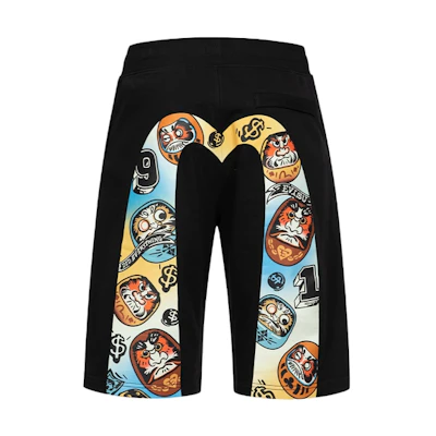 EVISU Daruma Pattern Big M Print Casual Shorts - 2ESHTM4ST1062XXCT