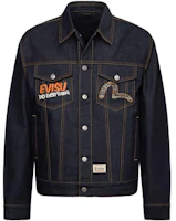 EVISU Daruma Printed Denim Jacket Menswear - Denim Blue 2EAHTM3DJ1006RXCT EVISU Daruma Printed Denim Jacket Menswear - Denim Blue 2EAHTM3DJ1006RXCT