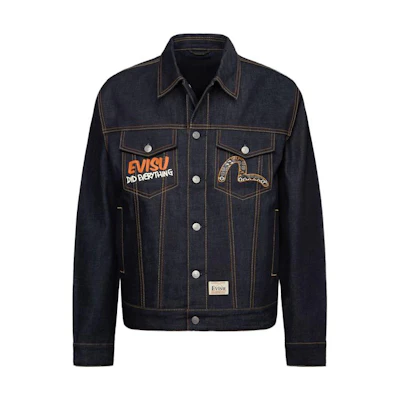 EVISU Daruma Printed Denim Jacket Menswear - Denim Blue 2EAHTM3DJ1006RXCT