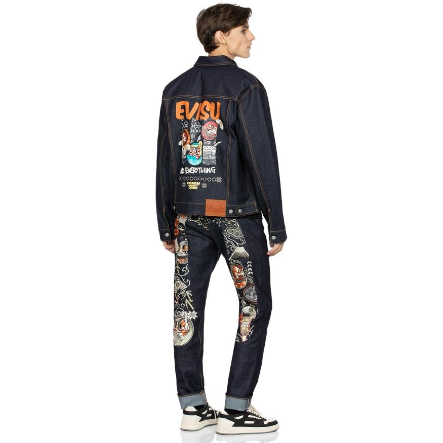 EVISU Daruma Printed Denim Jacket Menswear - Denim Blue 2EAHTM3DJ1006RXCT 圖 6