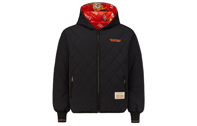 EVISU Daruma Reversible Hooded Down Jacket Winter Unisex Black. 2EAHTM0NJ713RX