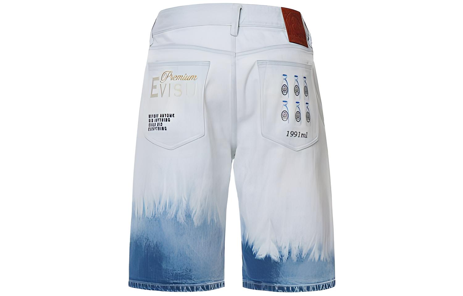 EVISU Daruma Sake Bottle Embroidered Denim Shorts Men’s Blue 2ESHTM1DS219XX