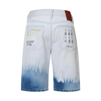 EVISU Daruma Sake Bottle Embroidered Denim Shorts Men’s Blue 2ESHTM1DS219XX