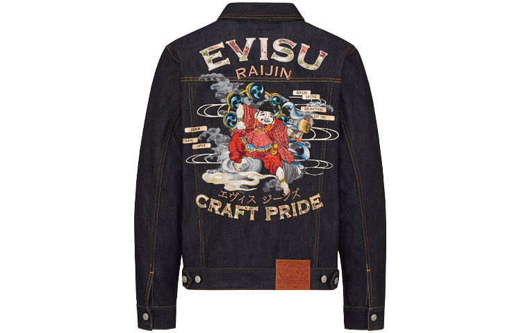 EVISU Denim Jacket with Cartoon Embroidery - Denim Blue 2ESHTM1DJ701XX