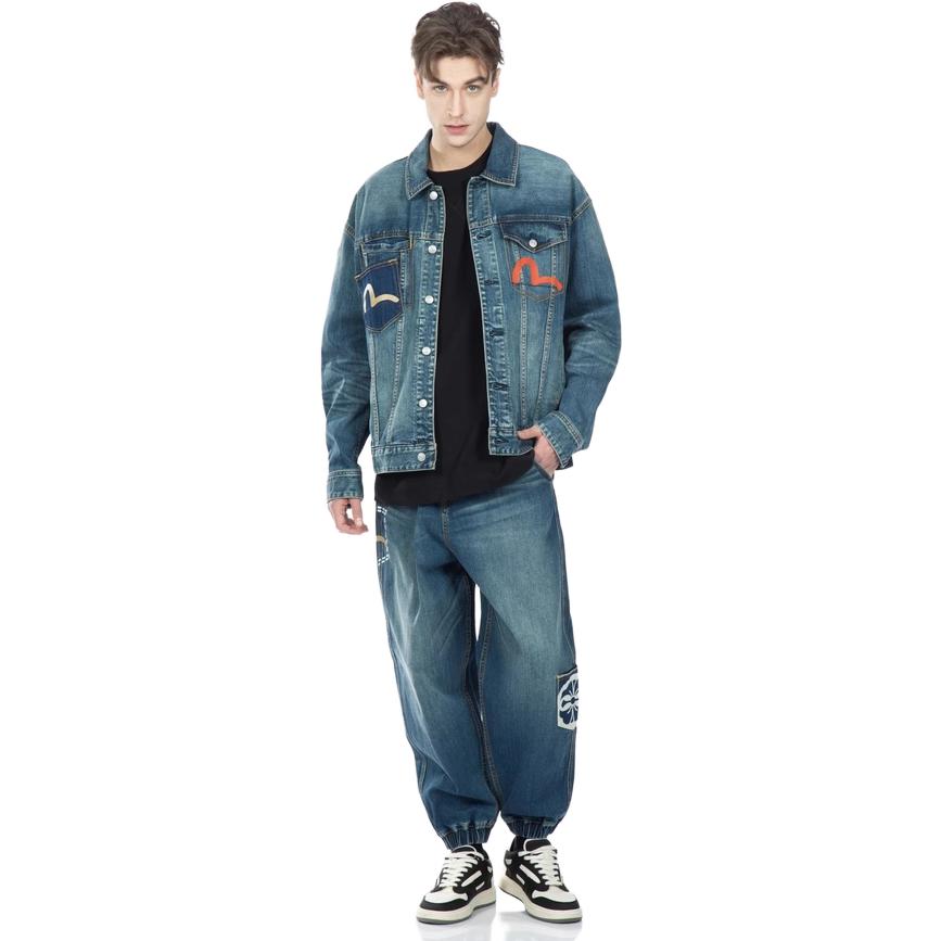Details for EVISU 男士貼布細節牛仔外套-牛仔藍 2ESHTM3DJ720LFCS