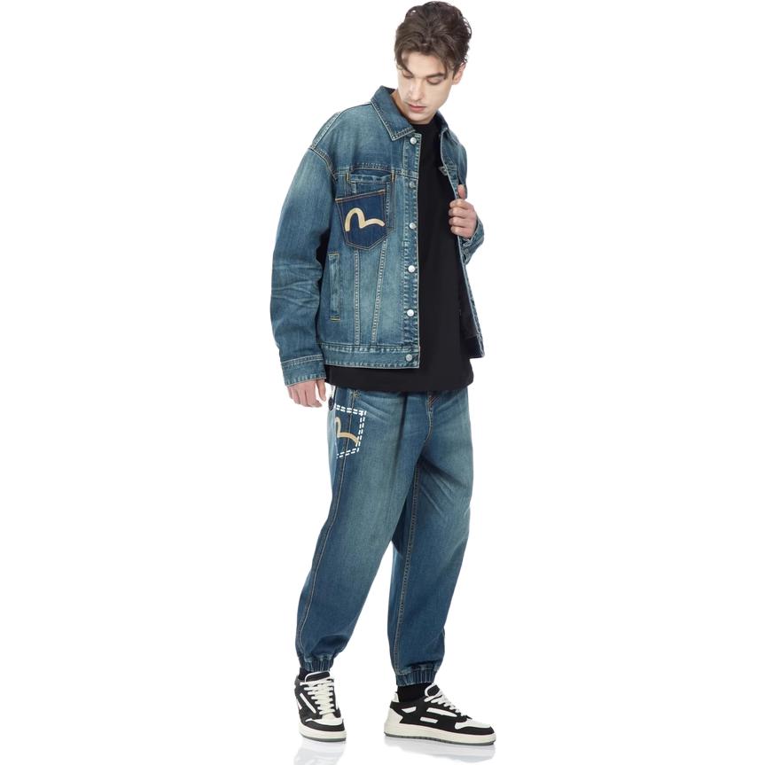 Sizing EVISU 男士貼布細節牛仔外套-牛仔藍 2ESHTM3DJ720LFCS