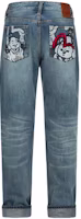 EVISU Denim Jeans Men Playful Buddha Print & Seagull Embroidery - Denim Blue 2ESHTM4JE10403DDN EVISU Denim Jeans Men Playful Buddha Print & Seagull Embroidery - Denim Blue 2ESHTM4JE10403DDN
