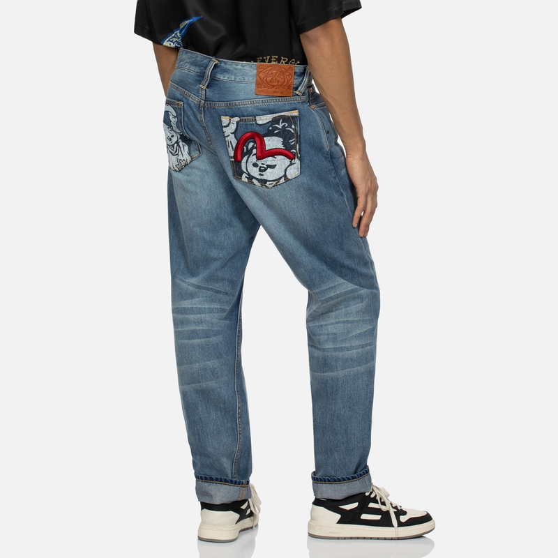 EVISU Denim Jeans Men Playful Buddha Print & Seagull Embroidery - Denim Blue 2ESHTM4JE10403DDN 圖 4