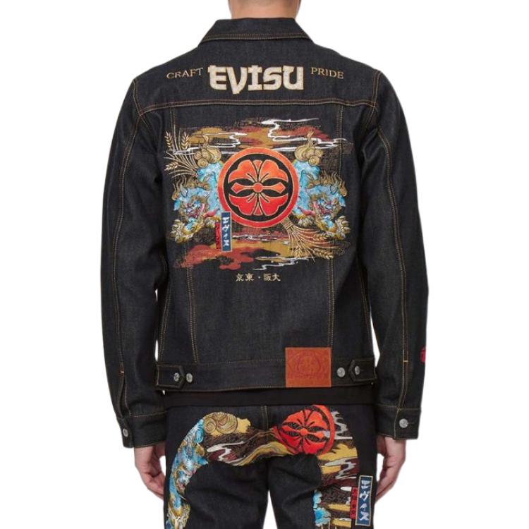 Purchase EVISU双守护神刺绣牛仔夹克蓝色秋季款 2ESHTM2DJ702XXCT