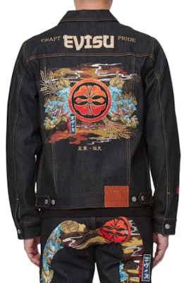 EVISU双守护神刺绣牛仔夹克蓝色秋季款 2ESHTM2DJ702XXCT Purchase EVISU双守护神刺绣牛仔夹克蓝色秋季款 2ESHTM2DJ702XXCT