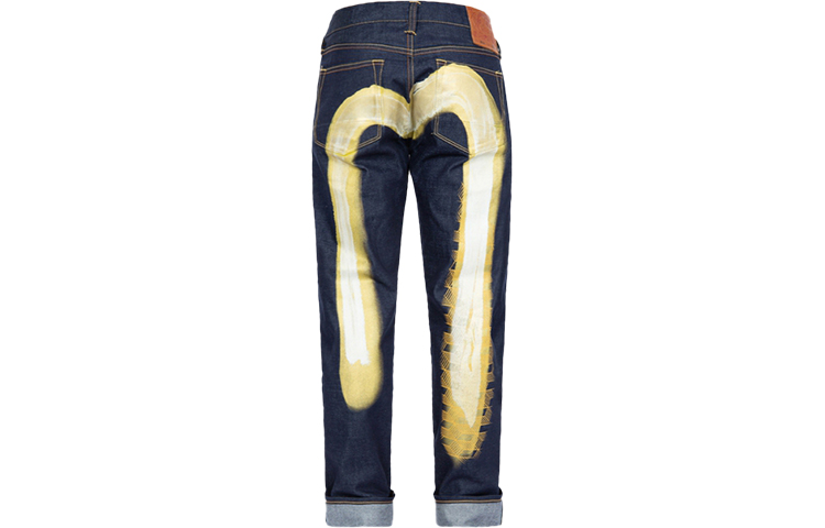 EVISU Double Layer Hand-Brushed Big M Gold Print Jeans  Denim Blue. 2EAHTM2JE90810CT 圖 3