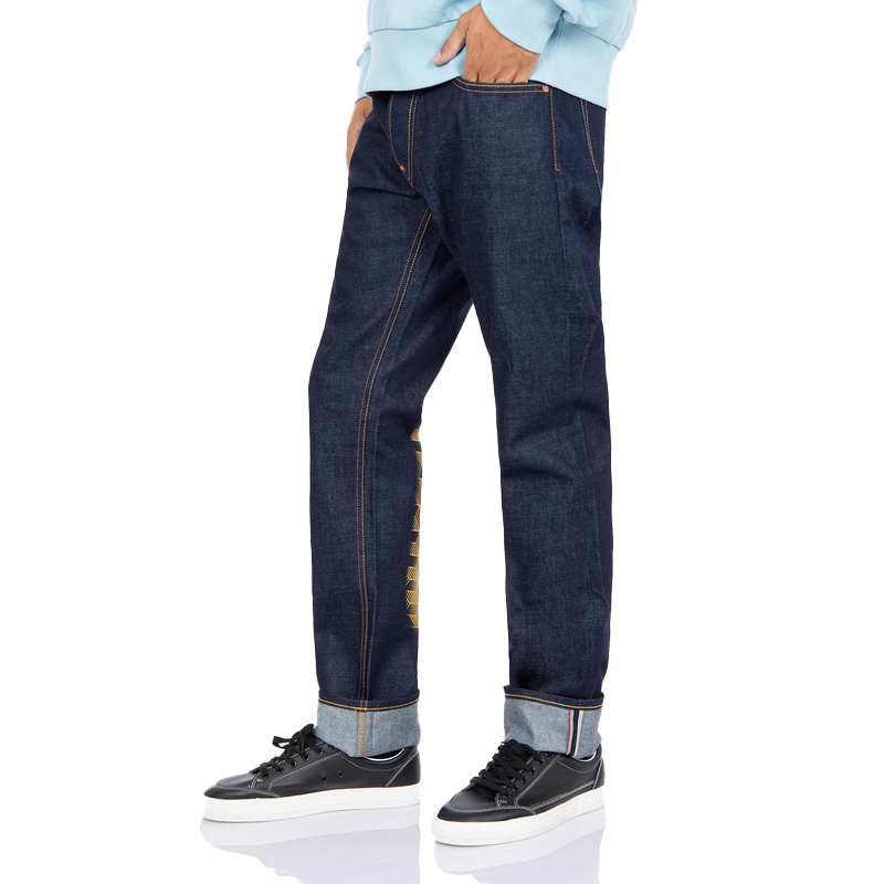 EVISU Double Layer Hand-Brushed Big M Gold Print Jeans  Denim Blue. 2EAHTM2JE90810CT 圖 4