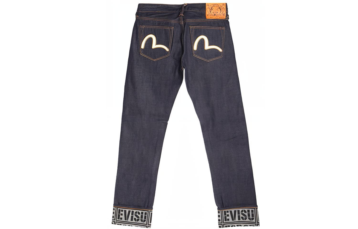 EVISU Double M Seagull Embroidered Blue Denim Jeans for Men. 1EAHTM9JE11410