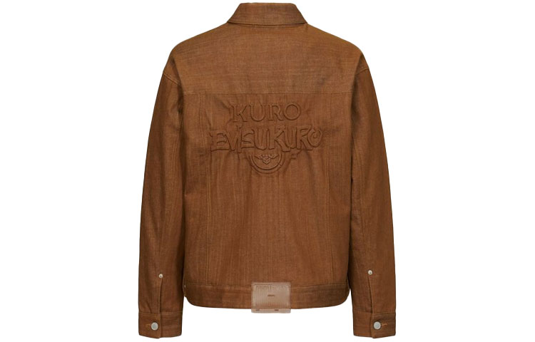 EVISU Embossed Logo Denim Jacket Brown  Fashion Outerwear. 2EAGNM1DJ726LFCS 圖 3