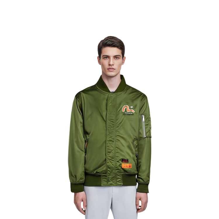 Shop 에비수 자수 부처님 헤드 밀리터리 그린 봄버 재킷. 2EAHTM0JK703XX