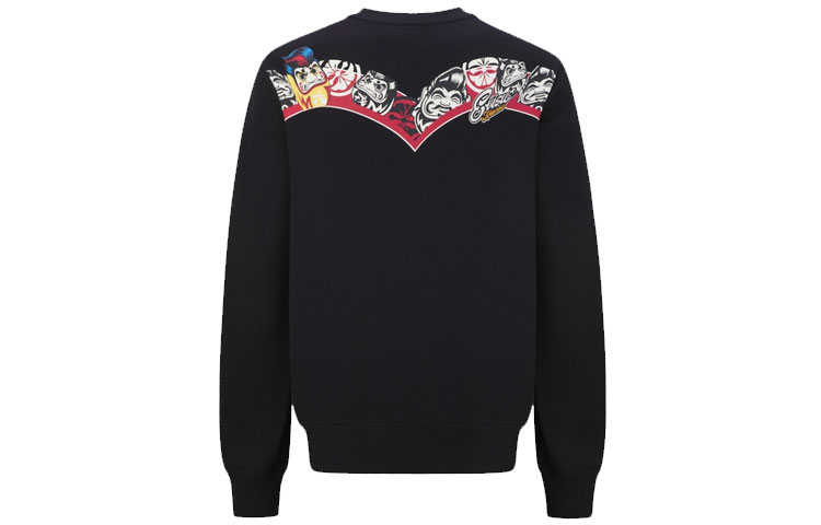EVISU Embroidered Daruma Big M Graphic Crewneck Sweatshirt Black () 2EAHTM1SW332XXCT
