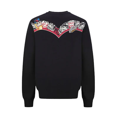 EVISU Embroidered Daruma Big M Graphic Crewneck Sweatshirt Black () 2EAHTM1SW332XXCT