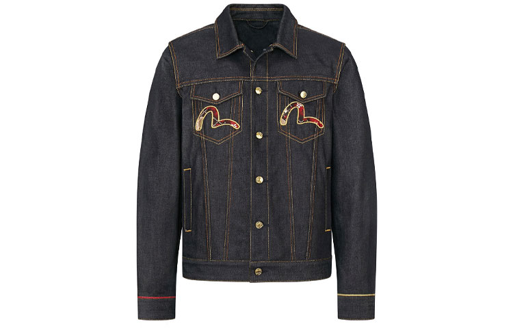 Lookbook Jaket Denim Bersulam EVISU Lelaki - Hitam 2ESHTM0DJ799XX