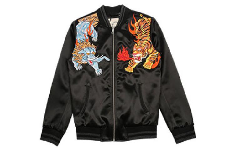 EVISU Embroidered Graphic Zip-Up Jacket Black Long Sleeve 1ESHTM8JK732XX