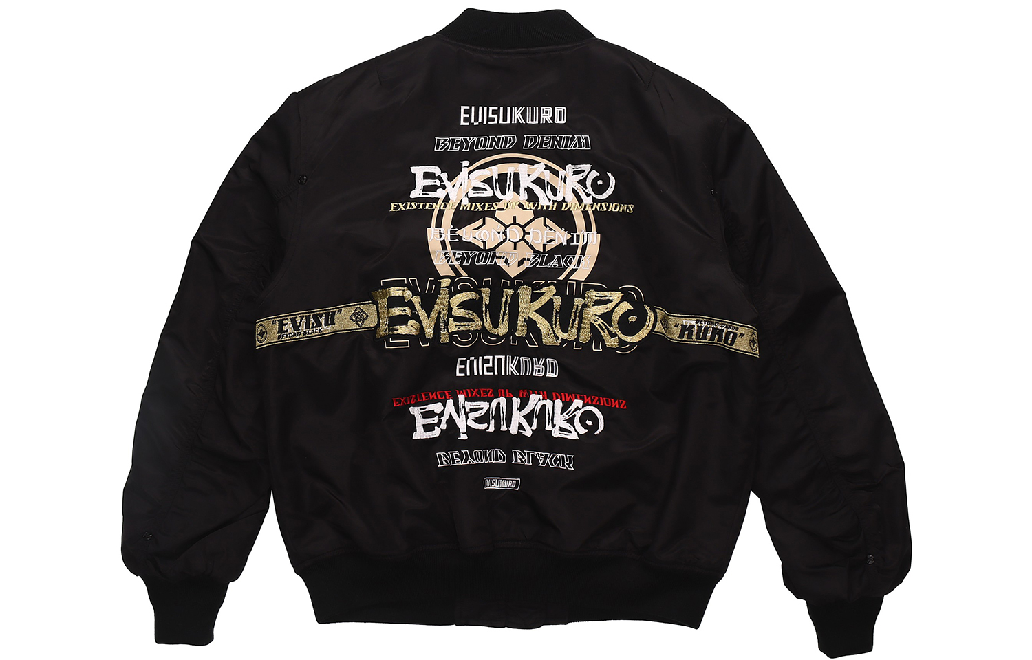 Evisu Embroidered Layered Bomber Jacket Black 2EAGNM0JK763XX
