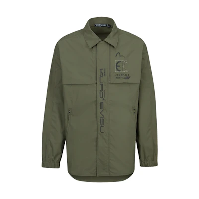 EVISU Embroidered Logo Shirt Jacket Men’s Deep Army Green 2ESGNM3SJ759LFPL