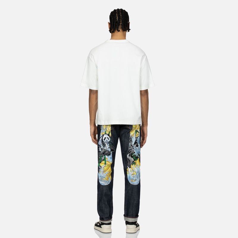 Details for エヴィス 刺繍パンダ＆花柄ウェーブ ビッグM デニムジーンズ メンズ用 2ESHTM4JE702317DP