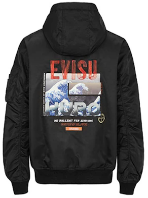 EVISU Embroidered Ukiyo-e Print Hooded Bomber Jacket Unisex Black 2EAGNM0JK755XX Buy EVISU Embroidered Ukiyo-e Print Hooded Bomber Jacket Unisex Black 2EAGNM0JK755XX