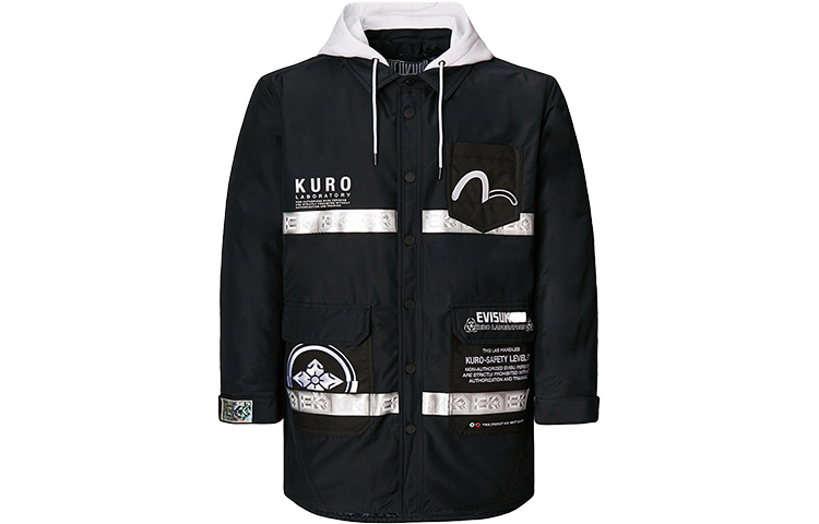 EVISU EVISUKURO 19AW Seagull Embroidered Hoodie Jacket Black  Outerwear 1EAGNM9JK744XX