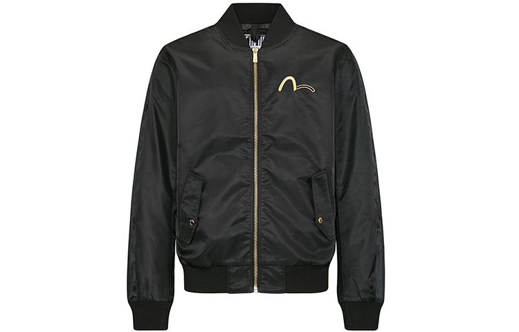 EVISU EVISUKURO SS20 Black Embroidered Nylon Bomber Jacket for Men 2ESGNM0JK732XX