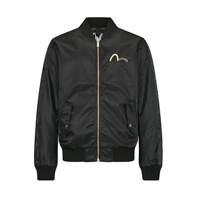 EVISU EVISUKURO SS20 Black Embroidered Nylon Bomber Jacket for Men 2ESGNM0JK732XX