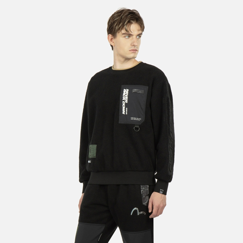 EVISU Forest Camo Fleece Crewneck Sweatshirt Black 2EAGNM2SW404RXPL 圖 4