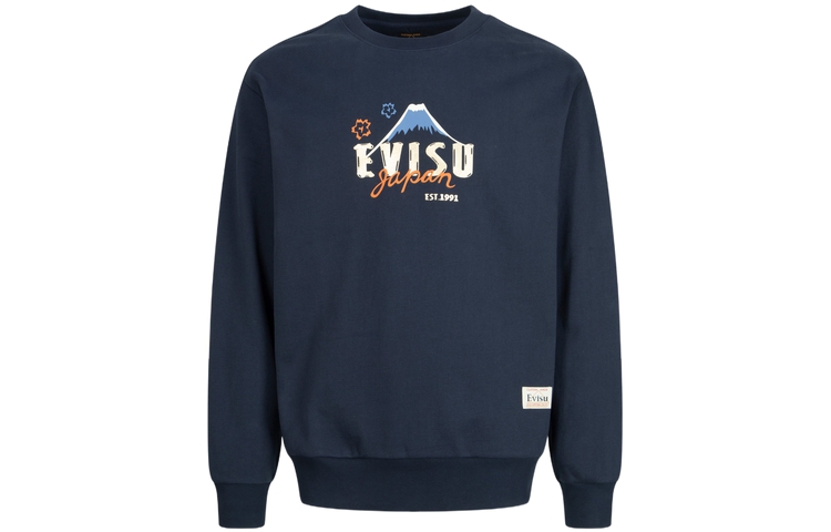 Lookbook EVISU 福神歌舞伎達磨印花男款寬鬆版圓領長袖上衣 2EAHTM3SW1082RXCT