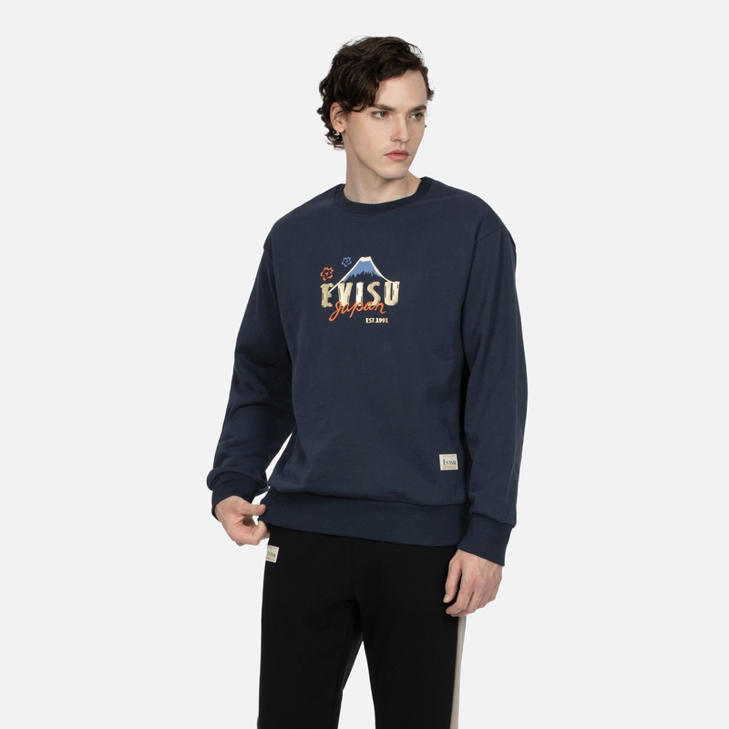 Purchase EVISU 福神歌舞伎達磨印花男款寬鬆版圓領長袖上衣 2EAHTM3SW1082RXCT