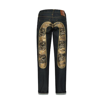 EVISU FW2024 Crane Embroidery Straight Fit Jeans Denim Blue. 2EAHTM4JE701208DP
