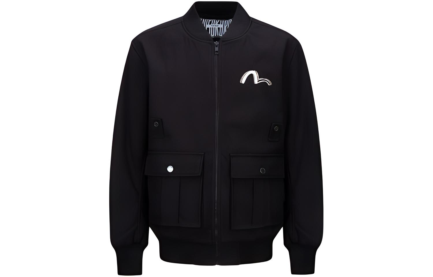 EVISU FW21  Black Embroidered Logo Cotton Jacket 2EAGNM1JK757XXPQ