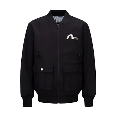 EVISU FW21 Black Embroidered Logo Cotton Jacket 2EAGNM1JK757XXPQ