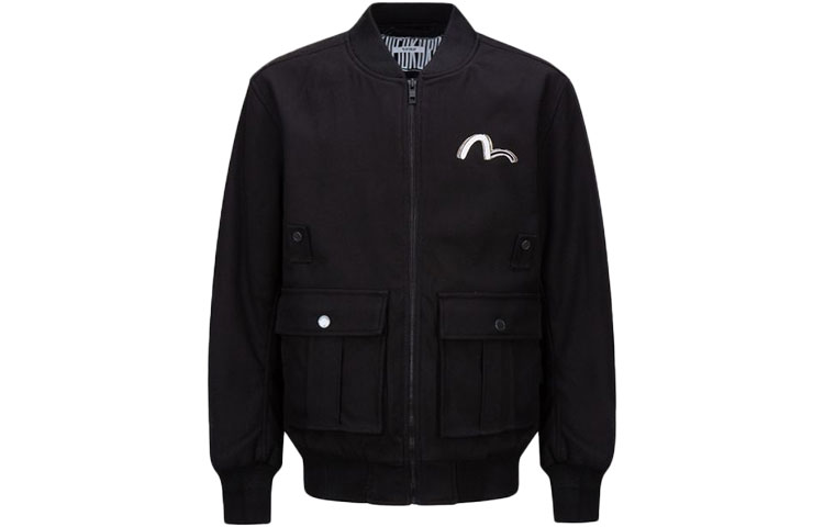 EVISU FW21  Black Embroidered Logo Cotton Jacket 2EAGNM1JK757XXPQ 圖 2