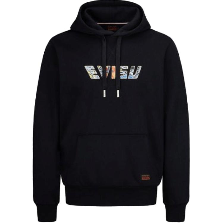 EVISU FW21 Dragon Pattern Printed Hoodie  Black 2EAHTM1SW314XXCT