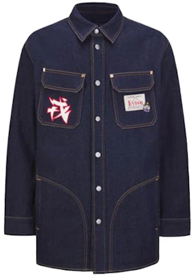 Chaqueta Vaquera Azul Denim EVISU FW21 Multi-Bolsillos con Estampado en Contraste. 2EAHTM1SJ124LFDN Buy Chaqueta Vaquera Azul Denim EVISU FW21 Multi-Bolsillos con Estampado en Contraste. 2EAHTM1SJ124LFDN