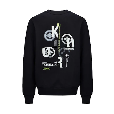 EVISU FW21 Multi Kamon Graphic Sweatshirt Unisex Black 2EAGNM1SW455LFCT