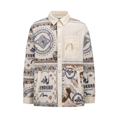 EVISU FW21 Paisley Print Fur Collar Jacket Off-White 2EAGNM1SJ141XXSQ