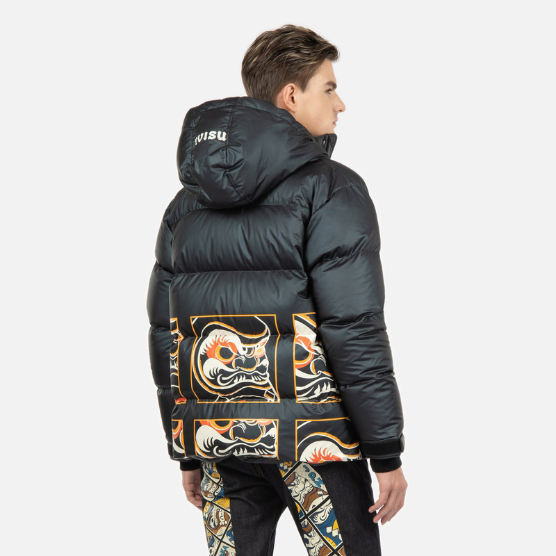 EVISU FW22  Black Daruma Print Hooded Down Jacket. 2EAHTM2NJ753XXPL 圖 5