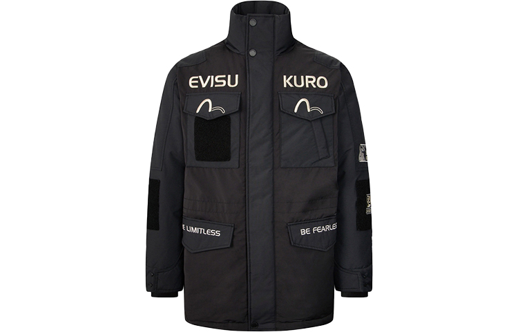 EVISU FW22  Black Down Jacket with Logo Embroidery. 2EAADM2NC789XXPLBLKX 圖 2