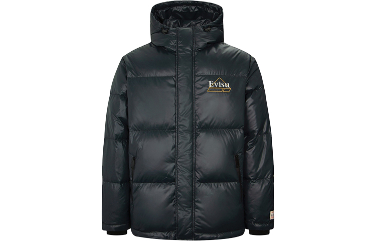 EVISU FW22  Black Hooded Letter Print Warm Down Jacket. 2EAADM2NJ746XXPLBLKX 圖 2