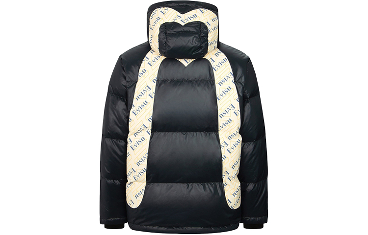EVISU FW22  Black Hooded Letter Print Warm Down Jacket. 2EAADM2NJ746XXPLBLKX 圖 3