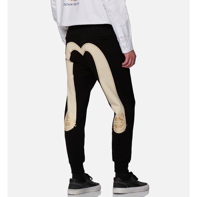 EVISU FW22  Black Jogger Pants with Floral M Print and Mid-Waist Loose Fit. 2EAHTM2SP324XXCT 圖 6