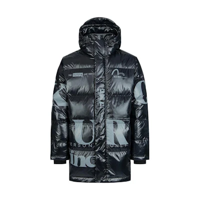 EVISU FW22 Black Long Sleeve Hooded Down Jacket 2EAGNM2NC715XXPL