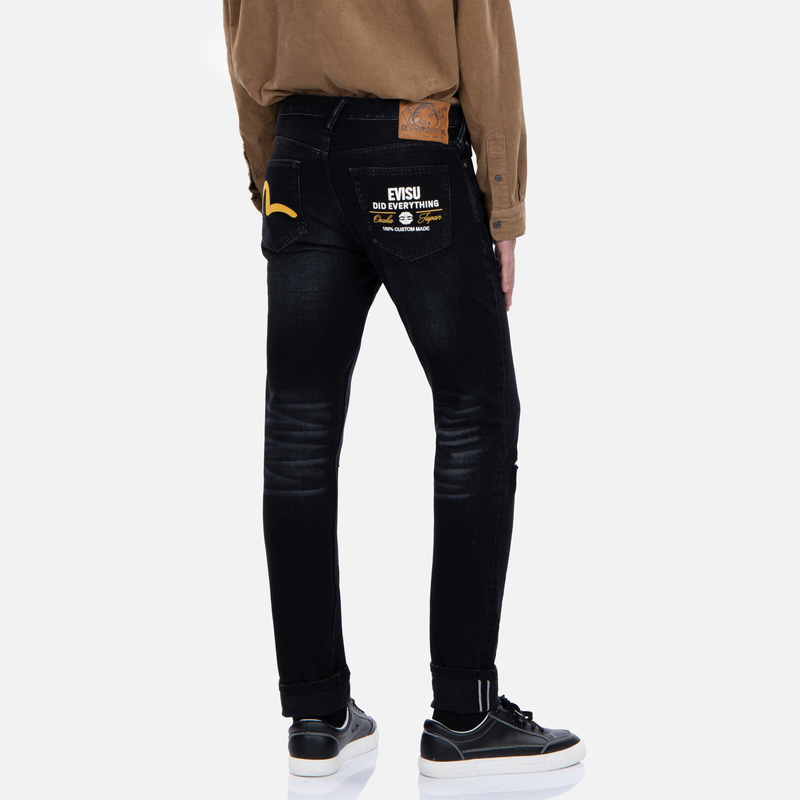 EVISU FW22  Black Slim Jeans with Seagull and Logo Print. 2EAHTM2JE124SLCS 圖 5