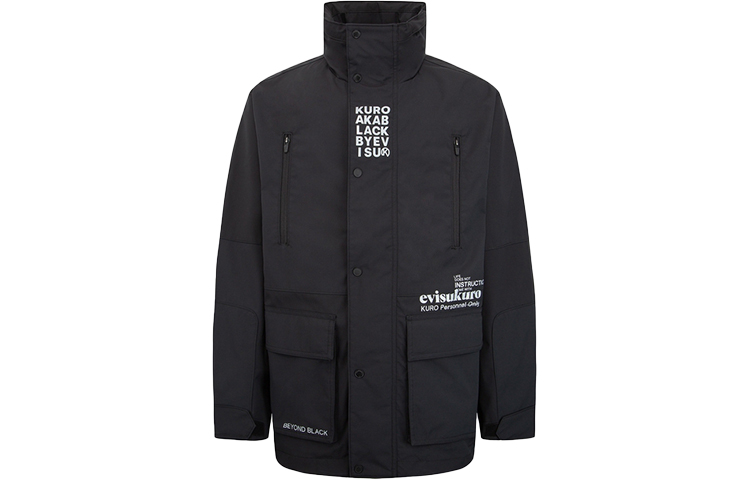 EVISU FW22  Black Workwear Jacket with Logo Print 2EAGNM2JK737XXPL