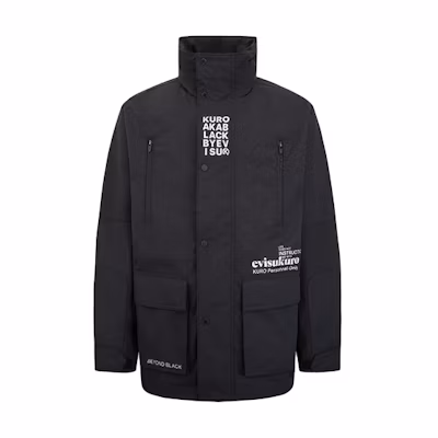 EVISU FW22 Black Workwear Jacket with Logo Print 2EAGNM2JK737XXPL